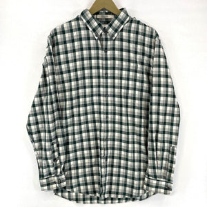 LL Bean Men's Plaid Button Up Shirt Lightweight Slightly Fitted Green Size L