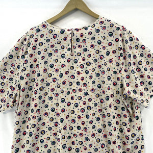 Kathie Lee Women's Polka Dot Blouse Sheer Flowy Office Vtg Beige Size XL