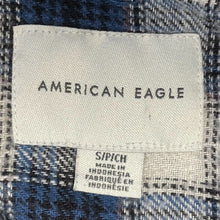 American Eagle Women's Hoodie Button Up Flannel Tunic Grunge Plaid Blue Size S