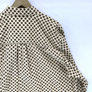 Liz Claiborne Women's Blouse Light Button Up Sunflower Polka Dot Beige Size 20