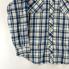 Saddlebrook Men's Button Up Shirt Western Pearl Snap Plaid Blue White Vtg Size M