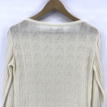 Garland Women's Sheer Sweater Herringbone Arrow Knit Lightweight Beige Size S