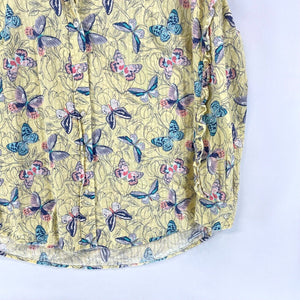 Westbound Women's Butterfly Blouse Lightweight Button Up Floral Yellow Size XL