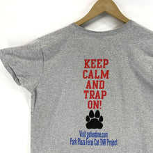 Gildan Women's T Shirt Feral Cat Project Keep Calm Trap On Souvenir Gray Size L