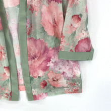 Haband Women's Floral Duster Kimono Sheer Lightweight Vtg Pink Green Size L