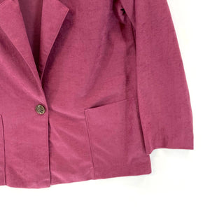 Haband Women's Blazer One Button Soft Suede Pockets Made USA Vtg Pink Size S