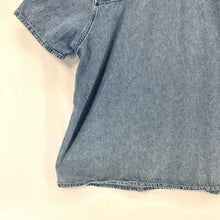 Feminine Stitched Denim Blouse 1X