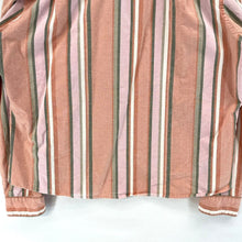 Women's Button Up Blouse Lightweight Beach Outdoor Striped Coral Pink Size L