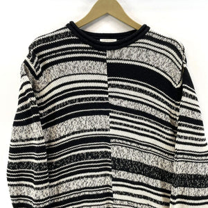 Christopher & Banks Women's Knit Sweater Cozy Vtg Striped Black White Size XL