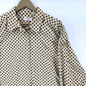 Liz Claiborne Women's Blouse Light Button Up Sunflower Polka Dot Beige Size 20