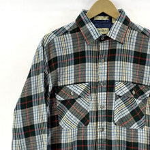 St Johns Bay Men's Button Up Shirt Outdoor Flannel Vtg Plaid Blue Green Size L