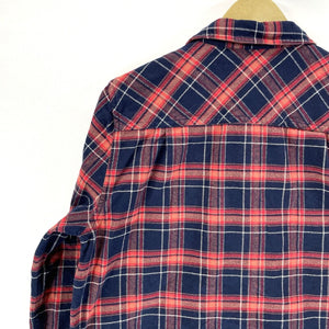 J Crew Women's Plaid Tunic 1/2 Half Zip Shirt Outdoor Flannel Blue Red Size M