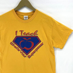 Gildan Men's Graphic T Shirt I Teach Whats Your Superpower Apple Yellow Size M