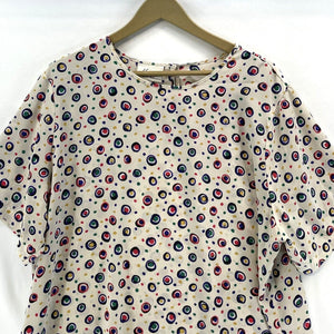 Kathie Lee Women's Polka Dot Blouse Sheer Flowy Office Vtg Beige Size XL