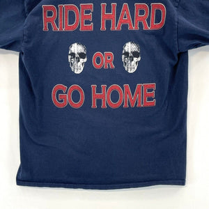 Gildan Women's T Shirt Ride Hard The Dunes USA Flag Skull Size Youth M Adult XS