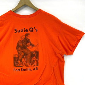 Gildan Men's T Shirt Suzie Q's Fort Smith AR Souvenir Bright Orange Size XL