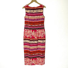 Kathie Lee Women's Maxi Dress Tropical Floral Tribal Striped Bright Pink Size M