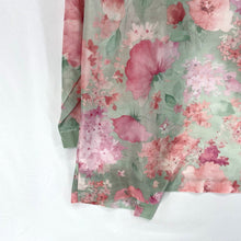 Haband Women's Floral Duster Kimono Sheer Lightweight Vtg Pink Green Size L