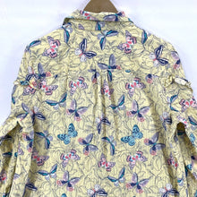 Westbound Women's Butterfly Blouse Lightweight Button Up Floral Yellow Size XL