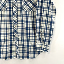 Saddlebrook Men's Button Up Shirt Western Pearl Snap Plaid Blue White Vtg Size M