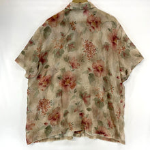 Alfred Dunner Women's Sheer Blouse Floral Vtg Made USA Beige Pink Size 24W