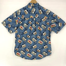 Natural Issue Men's Button Up Shirt Hawaiian Motorcycle Car Stamp Blue Size S