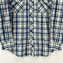 Saddlebrook Men's Button Up Shirt Western Pearl Snap Plaid Blue White Vtg Size M