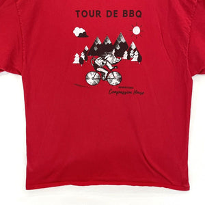 Men's Tour De BBQ T Shirt Razorback Bicycle Mountain Souvenir Red Size XL