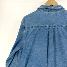 Bobbie Brooks Women's Denim Button Up Cardinal Holiday Stitching Vtg Blue Size L