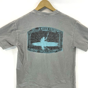 Houndstooth Men's Souvenir T Shirt Buffalo River Country Kayak Canoe Gray Size S