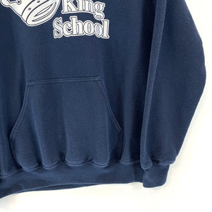 Gildan Men's Sweater Hoodie King School Knight Crown Relaxed Navy Blue Size M