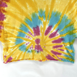 Boho Tie Dye Cropped Shirt Yellow L