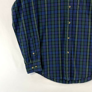 McGregor Classics Men's Button Up Shirt Lightweight Vtg Plaid Blue Green Size S