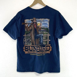 Gildan Men's Graphic T Shirt Sunbird Mountain Grill Colorado Springs Blue Size L