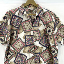 Act III Women's Button Up Blouse Floral Paisley Vtg Made USA Beige Size 18W