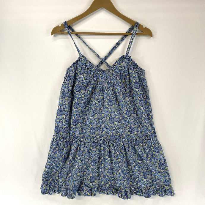 Universal Thread Women's Flowy Dress Floral Ruffle Criss Cross Blue Size XS