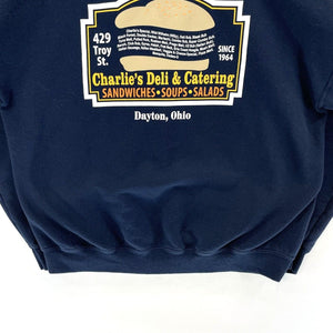 Gildan Men's Sweatshirt Charlie's Deli Sandwich Dayton OH Souvenir Blue Size XL