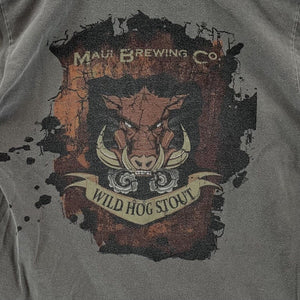 Crazy Shirts Men's T Shirt Maui Brewing Co Wild Hog Stout Souvenir Gray Size S