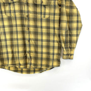 Red Head Men's Plaid Button Up Shirt Lightweight Workwear Yellow Blue Size S