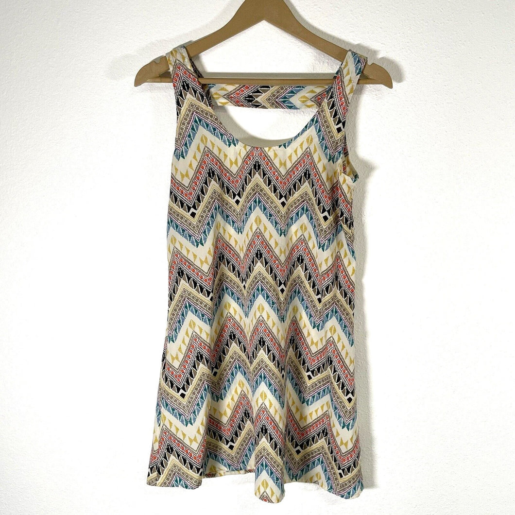 Lucy Love Women's Boho Dress Fest Zig Zag Striped Light Cover Up Made USA Size S