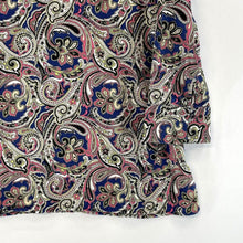 Jones New York Women's Funky Boho Blouse Linen V Neck Paisley Blue Pink Size M