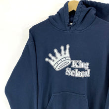 Gildan Men's Sweater Hoodie King School Knight Crown Relaxed Navy Blue Size M