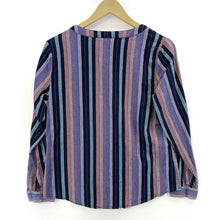 Christoper & Banks Women's Boho Tunic Groovy Button Blouse Striped Purple Size M