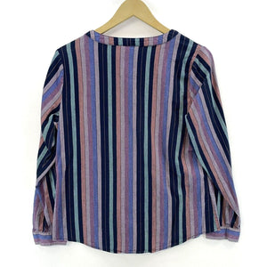 Christoper & Banks Women's Boho Tunic Groovy Button Blouse Striped Purple Size M