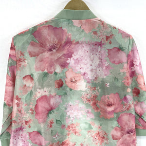 Haband Women's Floral Duster Kimono Sheer Lightweight Vtg Pink Green Size L