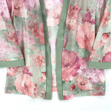 Haband Women's Floral Duster Kimono Sheer Lightweight Vtg Pink Green Size L