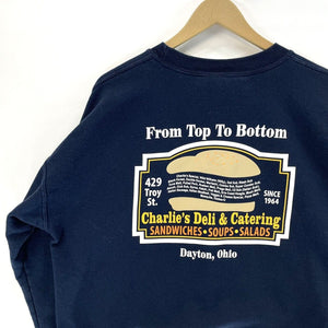 Gildan Men's Sweatshirt Charlie's Deli Sandwich Dayton OH Souvenir Blue Size XL