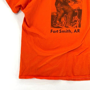 Gildan Men's T Shirt Suzie Q's Fort Smith AR Souvenir Bright Orange Size XL