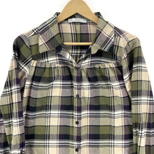 Lee Women's Soft Button Up Shirt Lightweight Outdoor Plaid Green Purple Size M