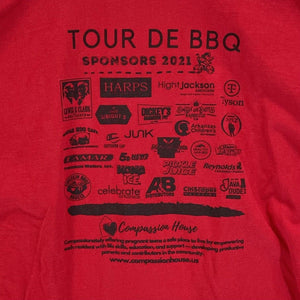 Men's Tour De BBQ T Shirt Razorback Bicycle Mountain Souvenir Red Size XL